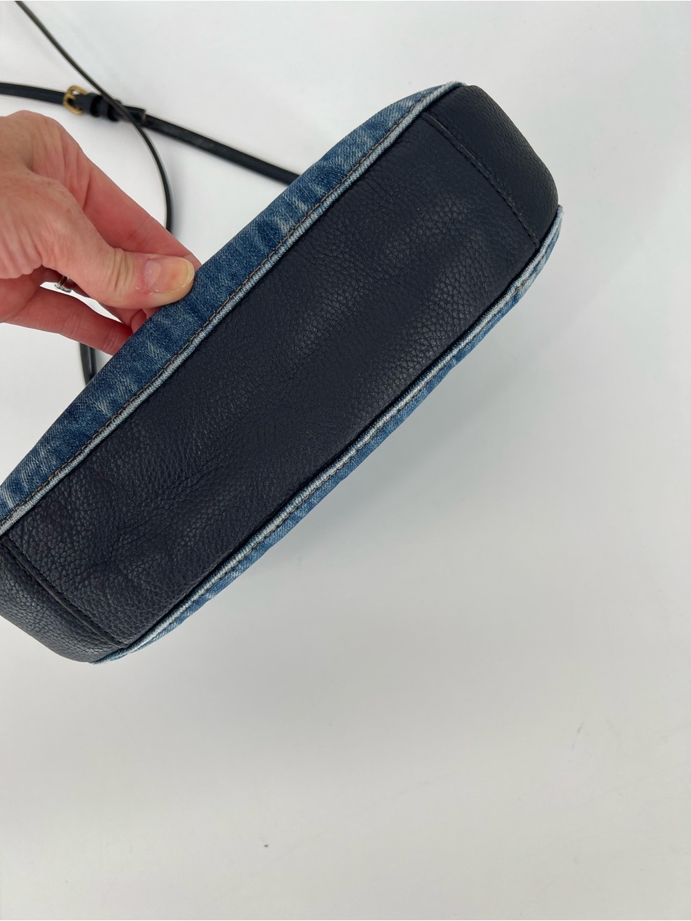 Coach Denim Sutton Bag Crossbody Pebble Leather Navy Blue - Picture 8 of 14